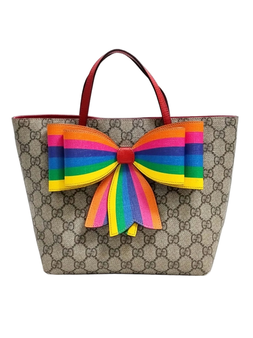 Gucci Girl's GG Supreme Rainbow Bow Tote